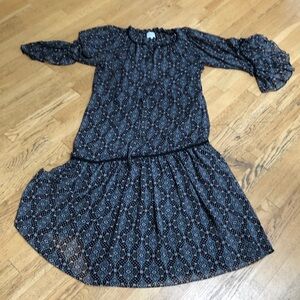 MISA Los angeles midi dress blue and white.